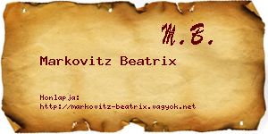 Markovitz Beatrix névjegykártya
